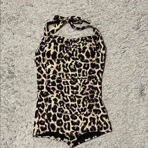 Leopard Print Halter Swimsuit